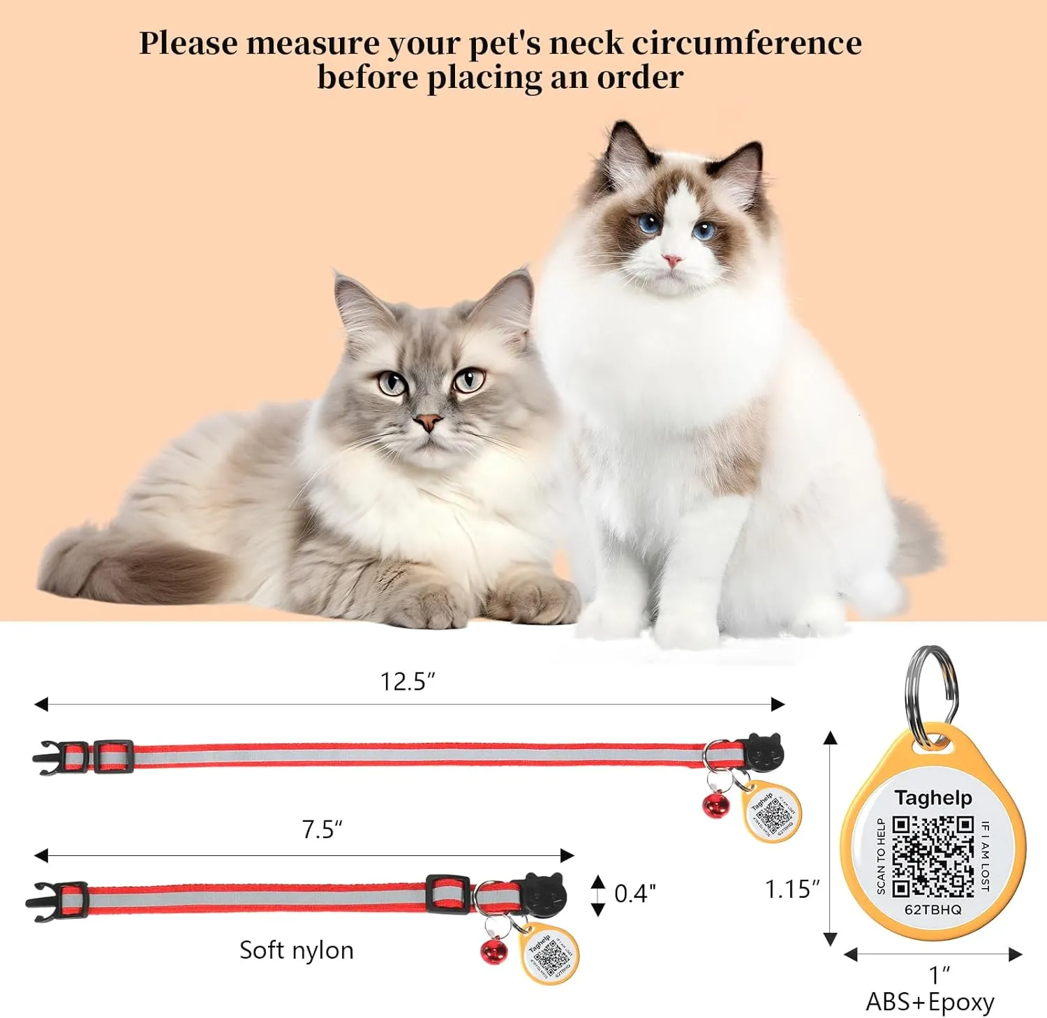 3 Pack/Upgraded Version - Reflective Cat Collar with Bell, Solid & Safe Collars for Cats, Nylon, Mixed Colors, Pet Collar, Breakaway Cat Collar Charms, QR Code Smart ID tag,cat tag (3 Collars)