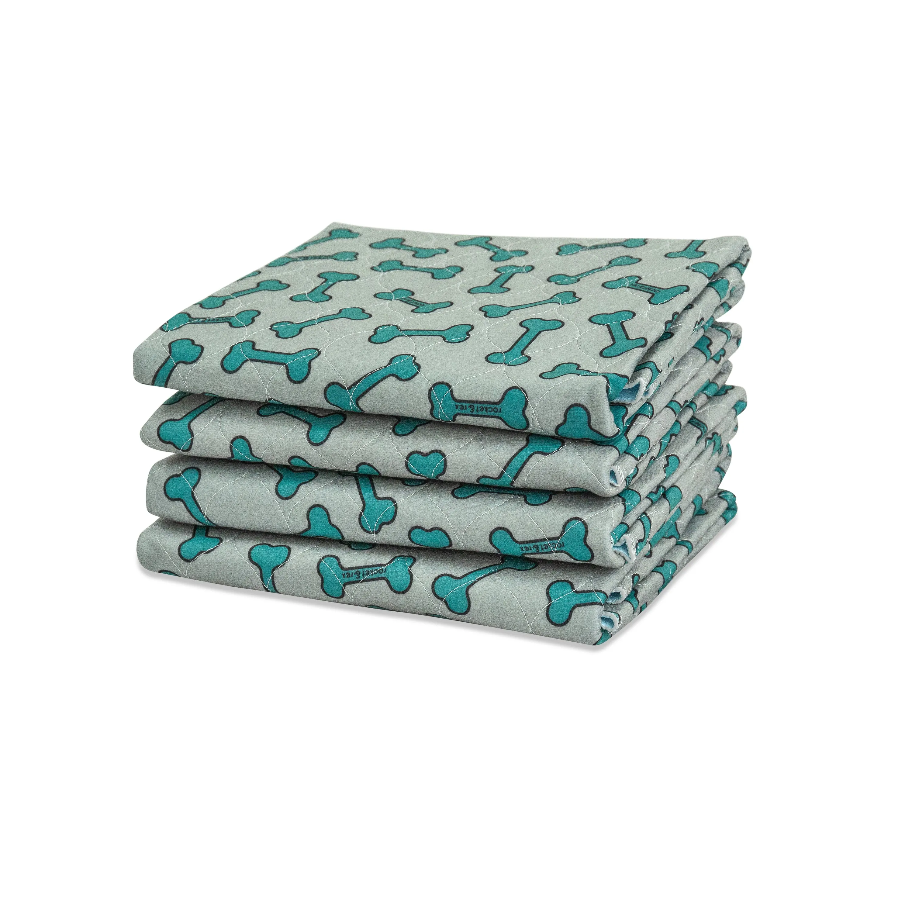 4 Pack Bone Print Washable Pads and Chew Toy Bundle
