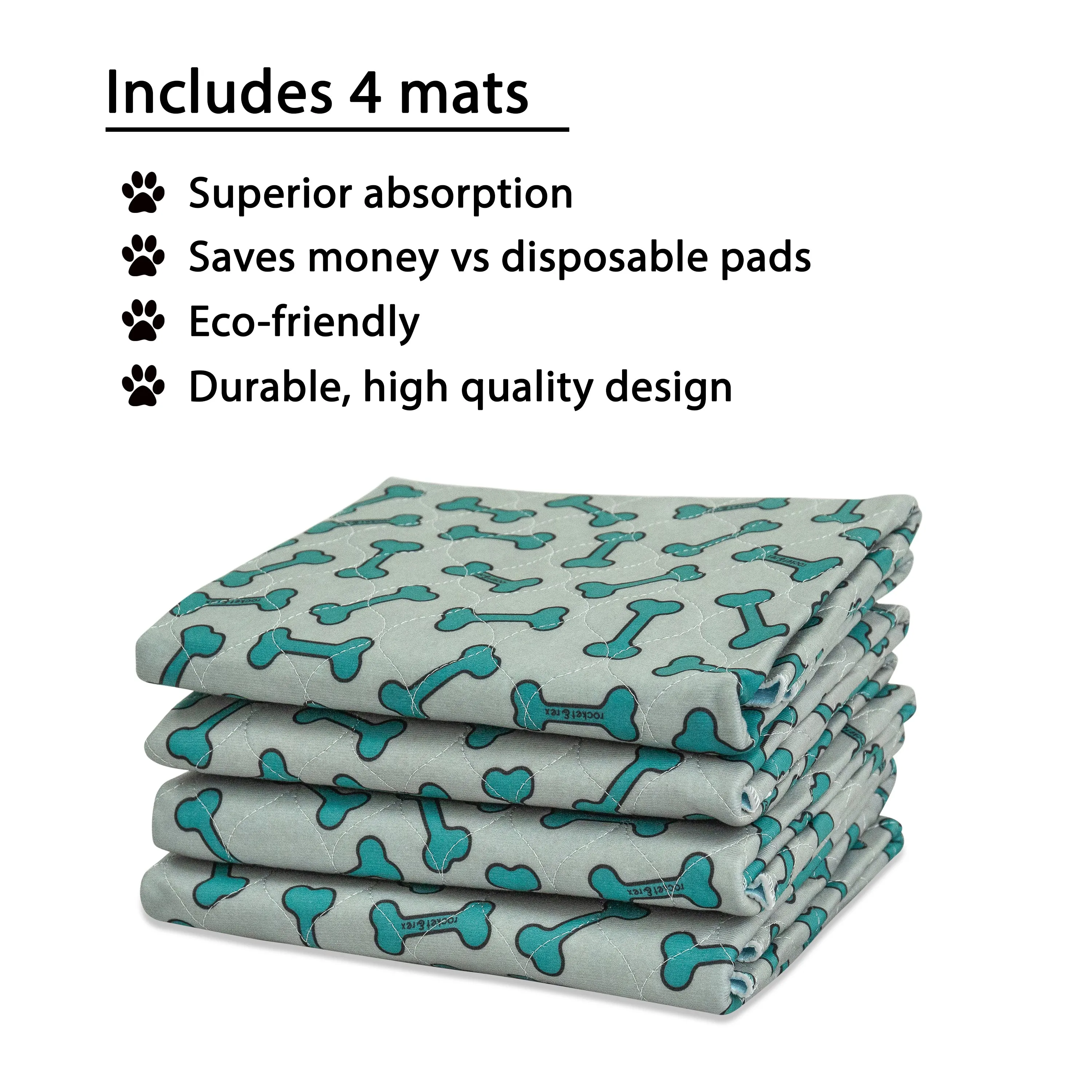 4 Pack Bone Print Washable Pads and Chew Toy Bundle