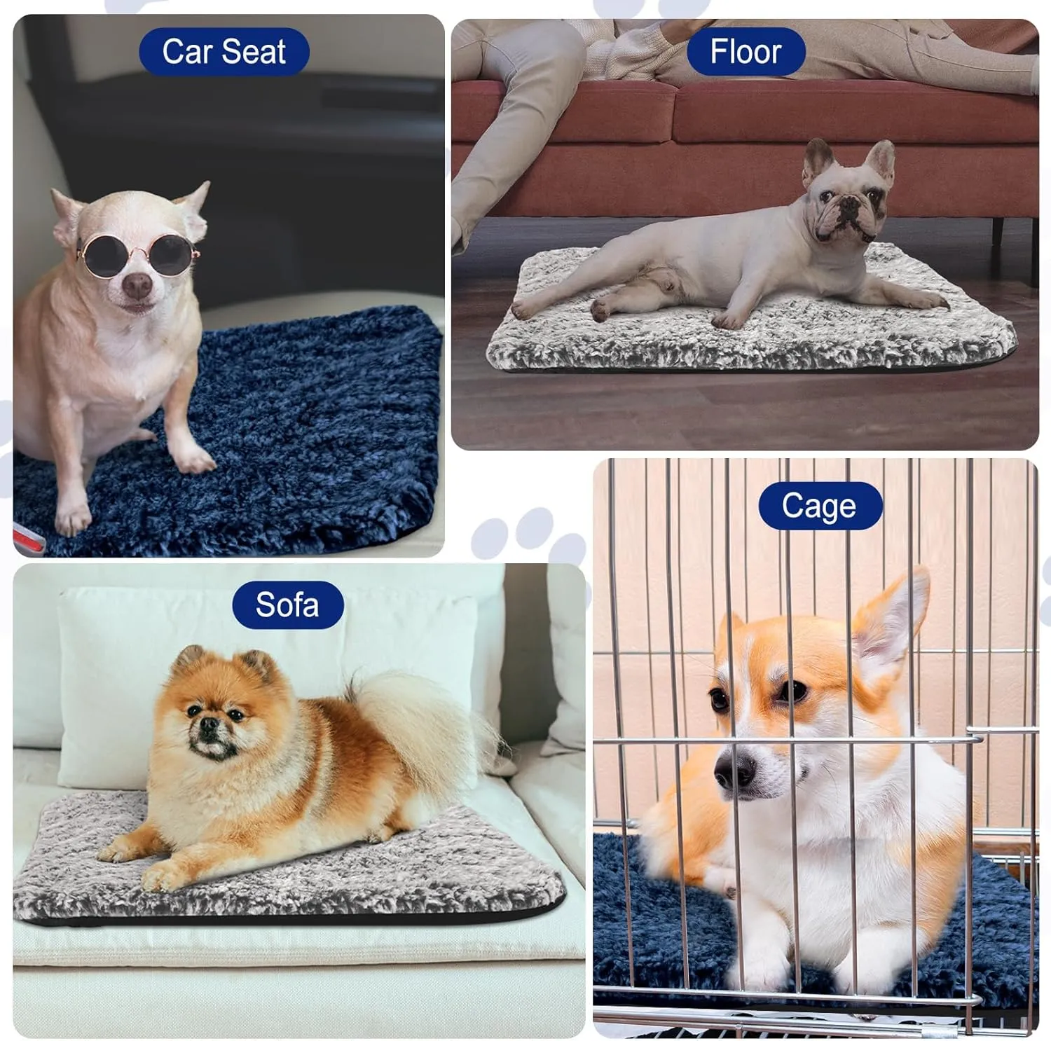 4 Pack Self Warming Cat Bed Indoor Self Heating Dog Cat Pad Washable 16 x 20 Inch Thermal Pet Kennel Pad Crate Bed Mat Reflect Body Heat for Outdoor