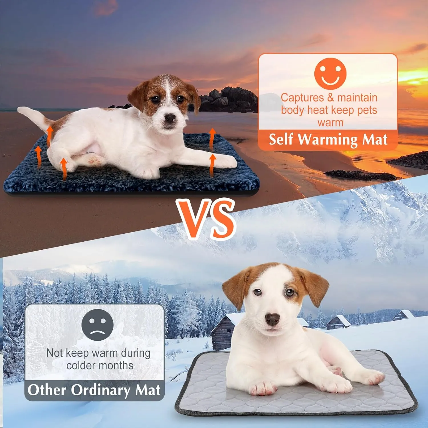4 Pack Self Warming Cat Bed Indoor Self Heating Dog Cat Pad Washable 16 x 20 Inch Thermal Pet Kennel Pad Crate Bed Mat Reflect Body Heat for Outdoor