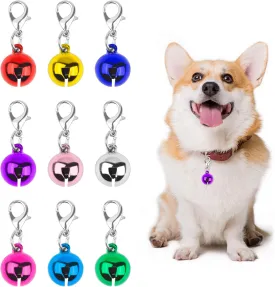 9PCS Bell for Dog Cat Collar, Color Cat Bells Dog Bell for Collar & Pet Bell Dog Collar Charm Bells with Key Rings, Small Cat Bell Collar & Dog Collar with Bell Pet Small Bells with Clasps