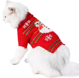 ANIAC Christmas Puppy Sweater Snowman Small Dog Knitwear Snowflake Cat Outfit Pet Winter Clothes Cold Weather Xmas Sweatshirt for Kitten Chihuahua Yorkie XS,Red (Snowman, Large)