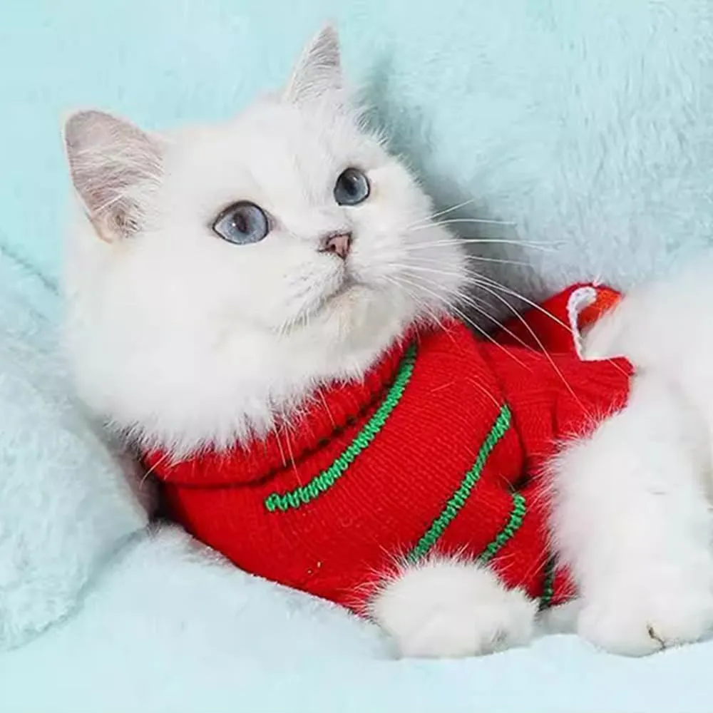 ANIAC Christmas Puppy Sweater Snowman Small Dog Knitwear Snowflake Cat Outfit Pet Winter Clothes Cold Weather Xmas Sweatshirt for Kitten Chihuahua Yorkie XS,Red (Snowman, Large)