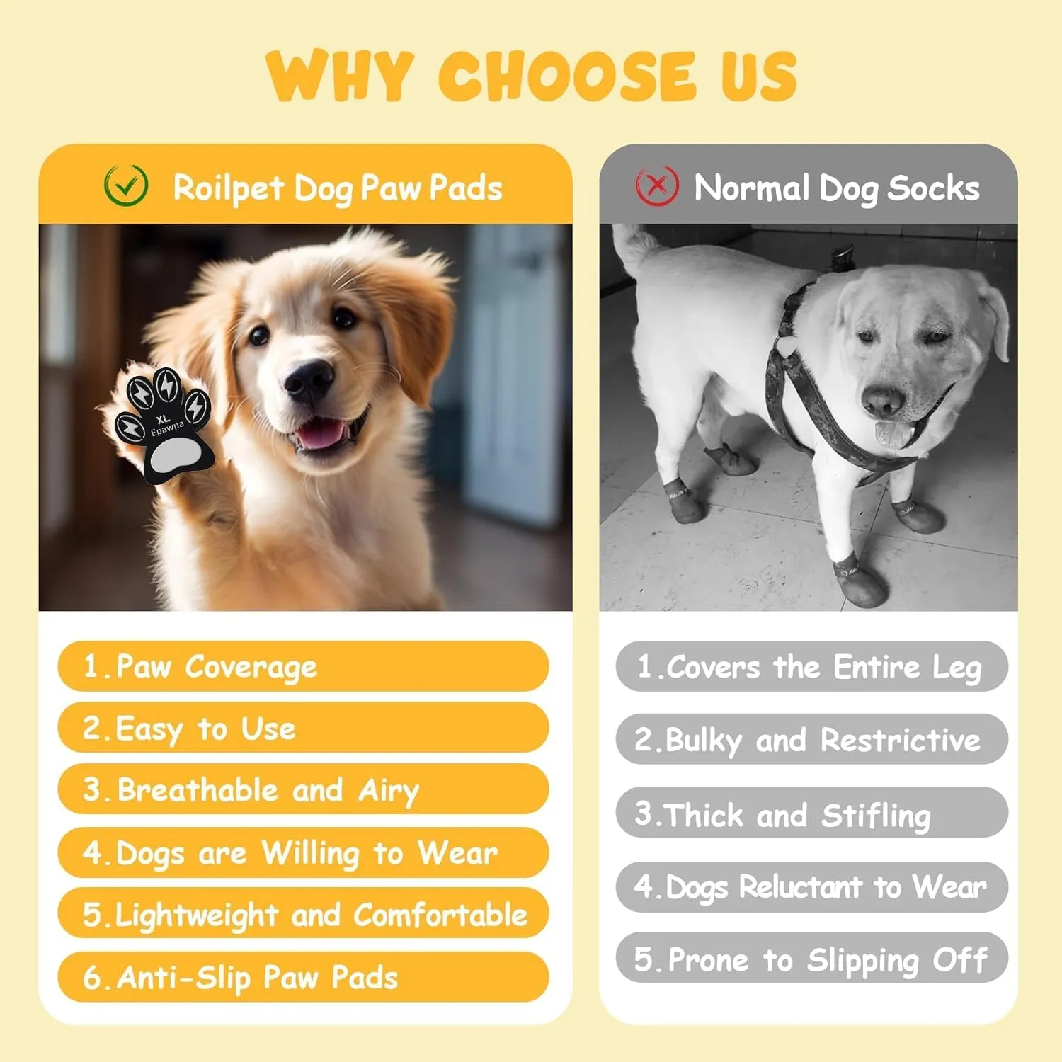 Anti-Slip Dog Paw Protectors for Senior Dogs - Traction Pads for Hardwood Floors & Hot Pavement, Durable Dog Paw Grips with Strong Traction (5 Sets, 20 Pcs) XL