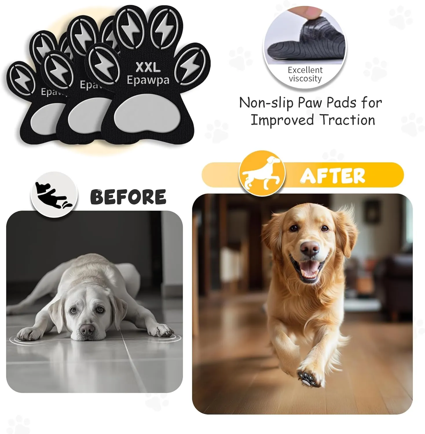 Anti-Slip Dog Paw Protectors for Senior Dogs - Traction Pads for Hardwood Floors & Hot Pavement, Durable Dog Paw Grips with Strong Traction (5 Sets, 20 Pcs) XL