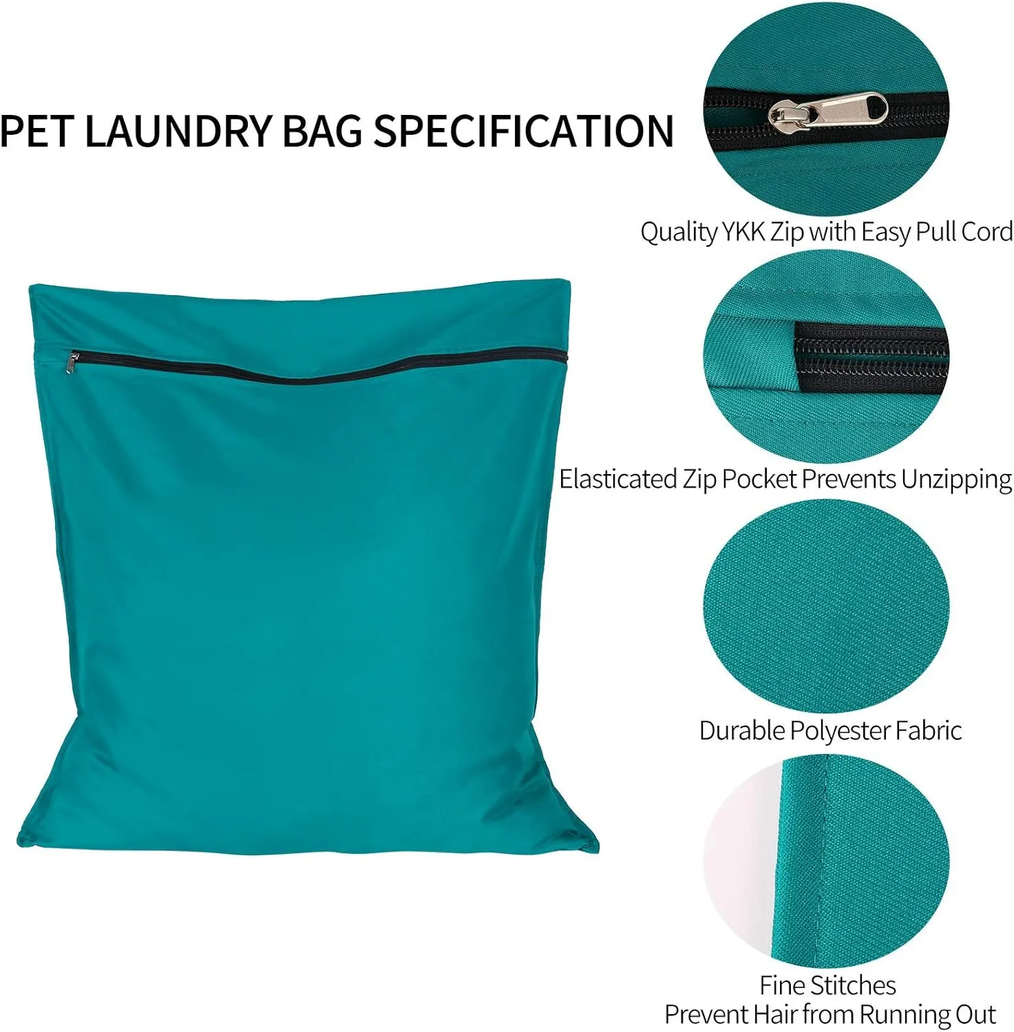 AUXSOUL 1 Pack Pet Laundry Bag, Stops Pet Hair Blocking The Washing Machine, Big Size Pet Washing Bag Ideal for Dog Cat Horse Guinea,Hair Remover Safely, 25.8 x 27.8 Inch / 65 x 70 cm, Lake Blue