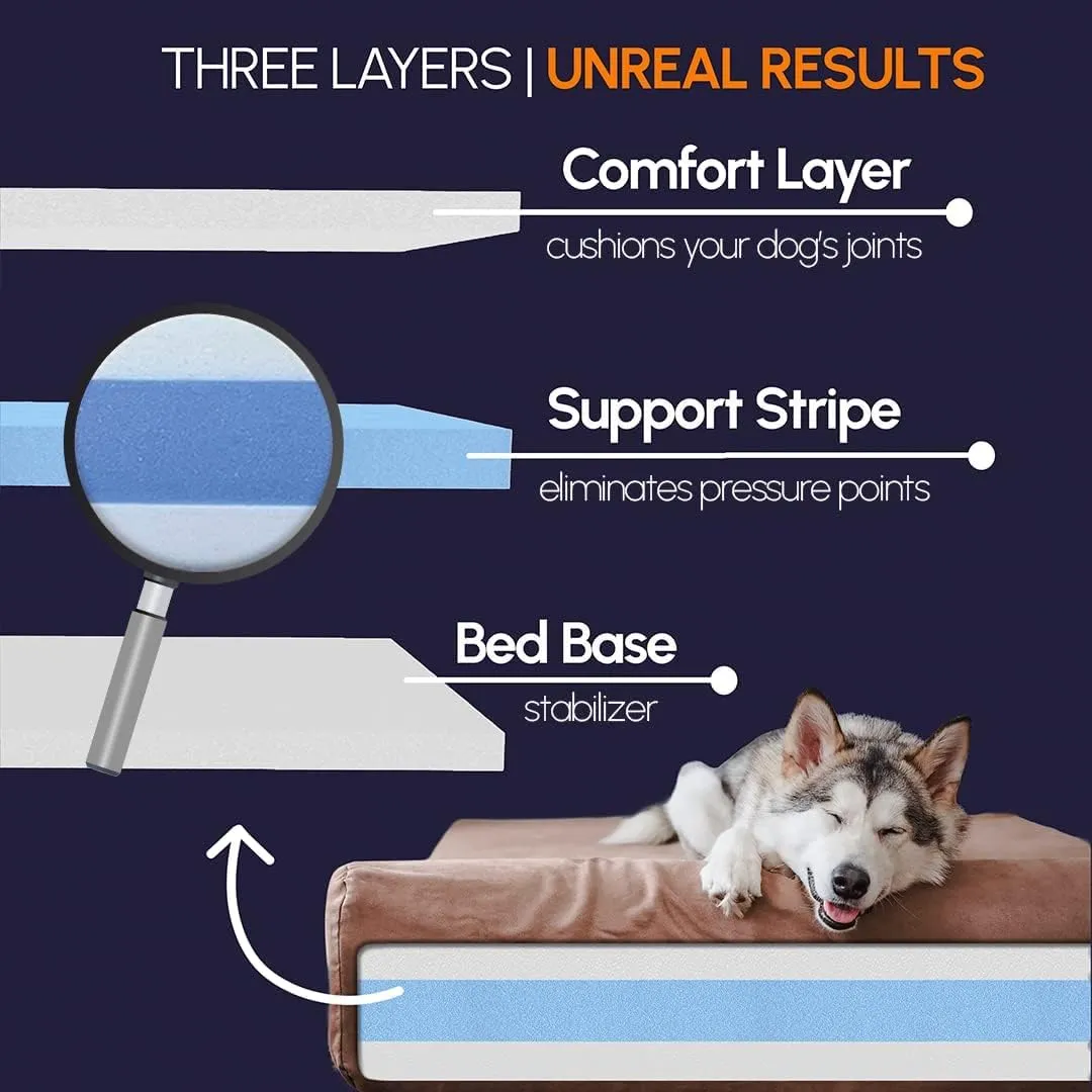 Barker Beds Sleek Extra Large Dog Bed (XL, Charcoal)  7" Thick Soft & Comfortable Orthopedic Cushion  XL Dog Bed  Durable & Washable Microsuede Cover  Made in USA