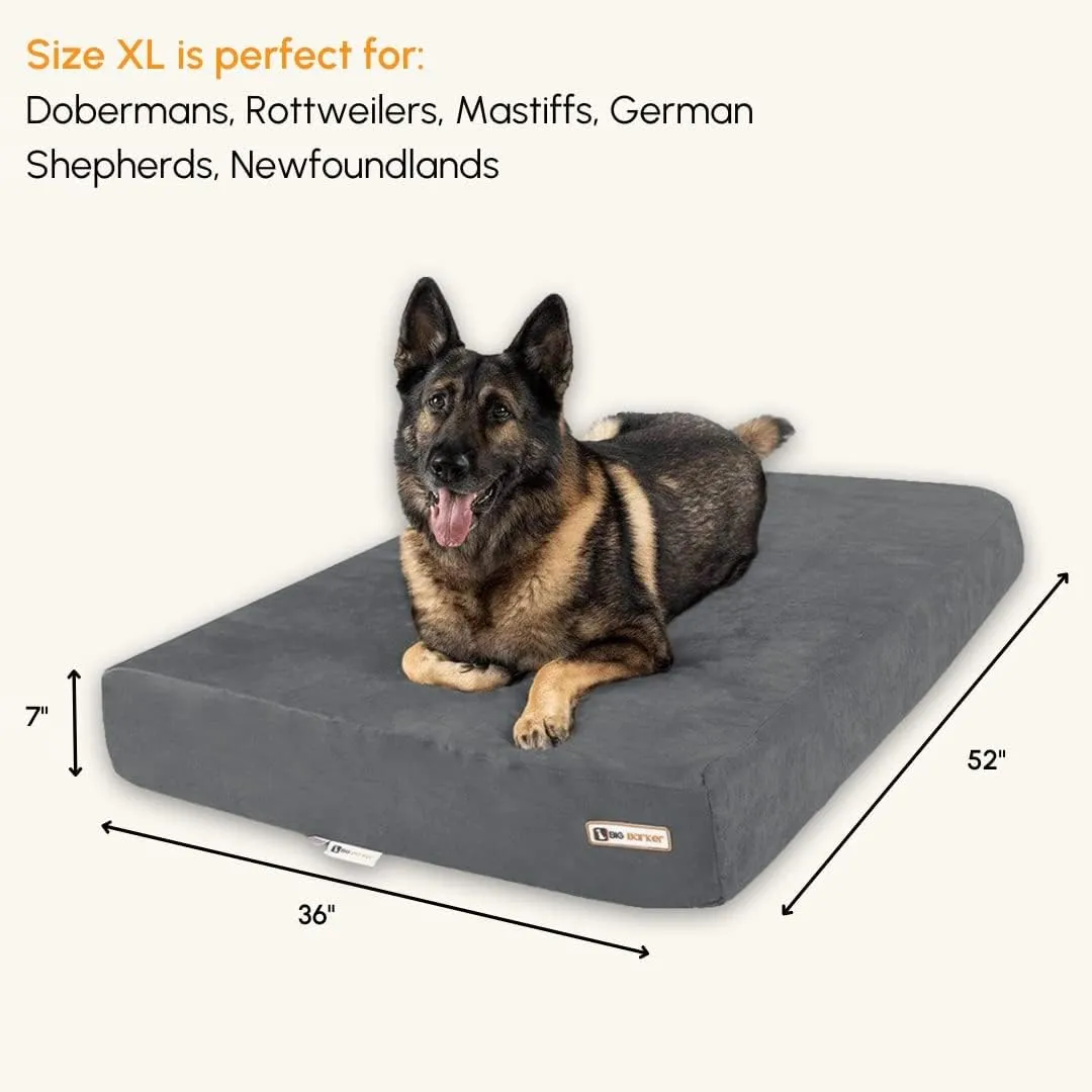 Barker Beds Sleek Extra Large Dog Bed (XL, Charcoal)  7" Thick Soft & Comfortable Orthopedic Cushion  XL Dog Bed  Durable & Washable Microsuede Cover  Made in USA