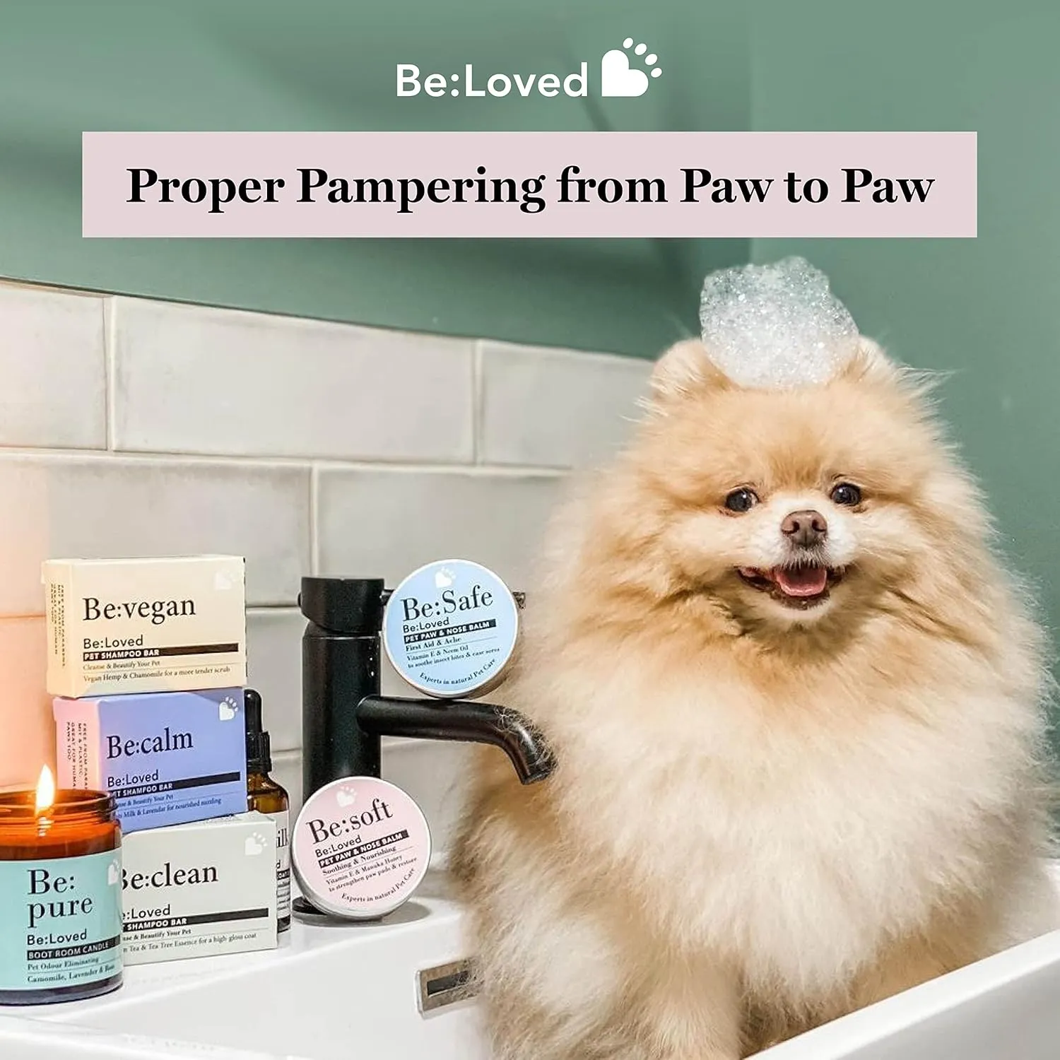 Be:Calm Calming Dog Shampoo Bar  110g  Natural Formula with Goat Milk, Lavender & Chamomile  Soothes Skin & Conditions Coat  Long-Lasting Bar  Approx. 30 Washes