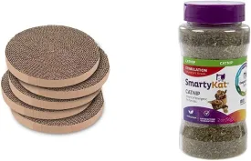 Best Pet Supplies Scratch and Spin Cat Scratcher Replacement Pads and SmartyKat Catnip for Active Play
