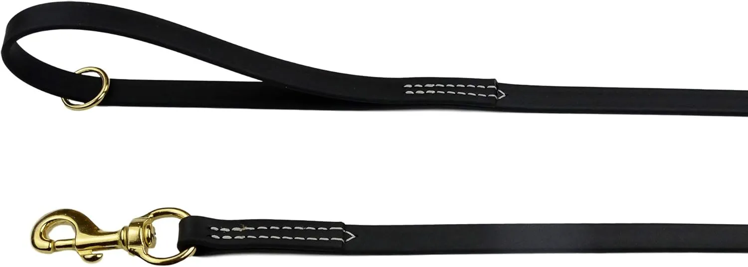 Biothane Waterproof All Weather Dog Leash with Solid Brass Hardware - Black - 5/8" x 3'
