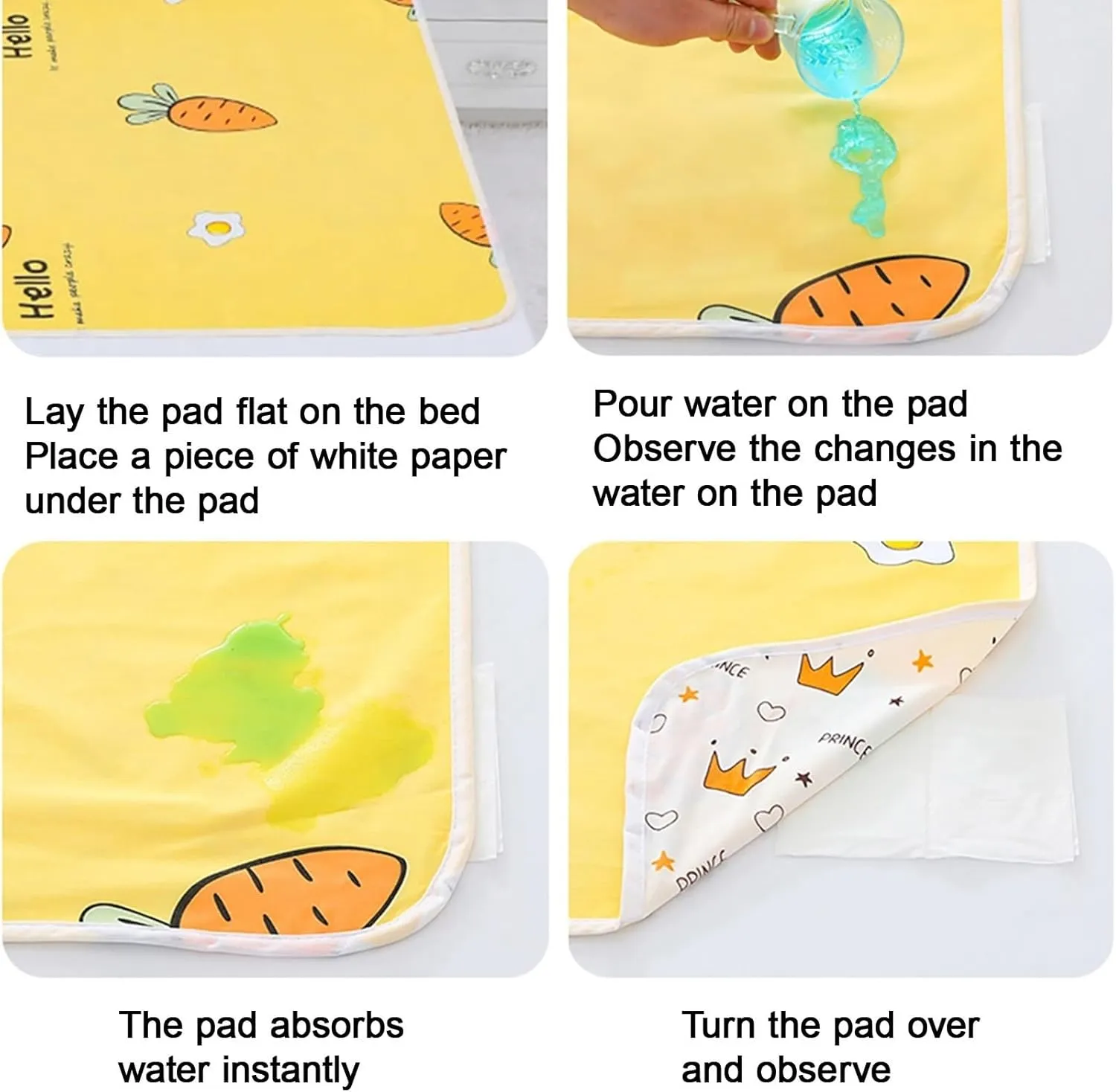 Cartoon Printing Bed Pads Washable Waterproof Double-Sided Incontinence Bed Pads Leak-Proof Cotton Pee Pads for Adults Menstruating Pad Reusable(100x150cm,J)