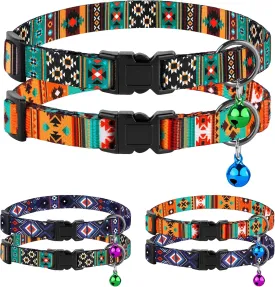 Cat Collar Breakaway 2PCS Adjustable Pattern Tribal Aztec Southwest Safety Pet Collars for Cats Kitten (Tribal   Southwest)