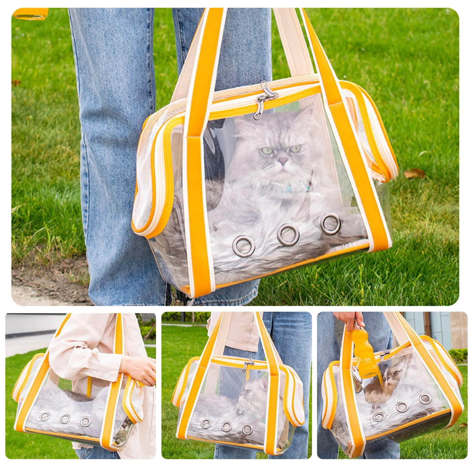 Cats Transparent Totes With Mesh PVC Bags