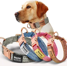 Custom Personalized Dog Collar with ID Tag - Thin, Soft, and Durable Cute for Puppy & Kitten Collars - Metal Buckle Engraved Pet Tag with Name - Female, Girl, Boy Cat and Dog Adjustable Collar Medium