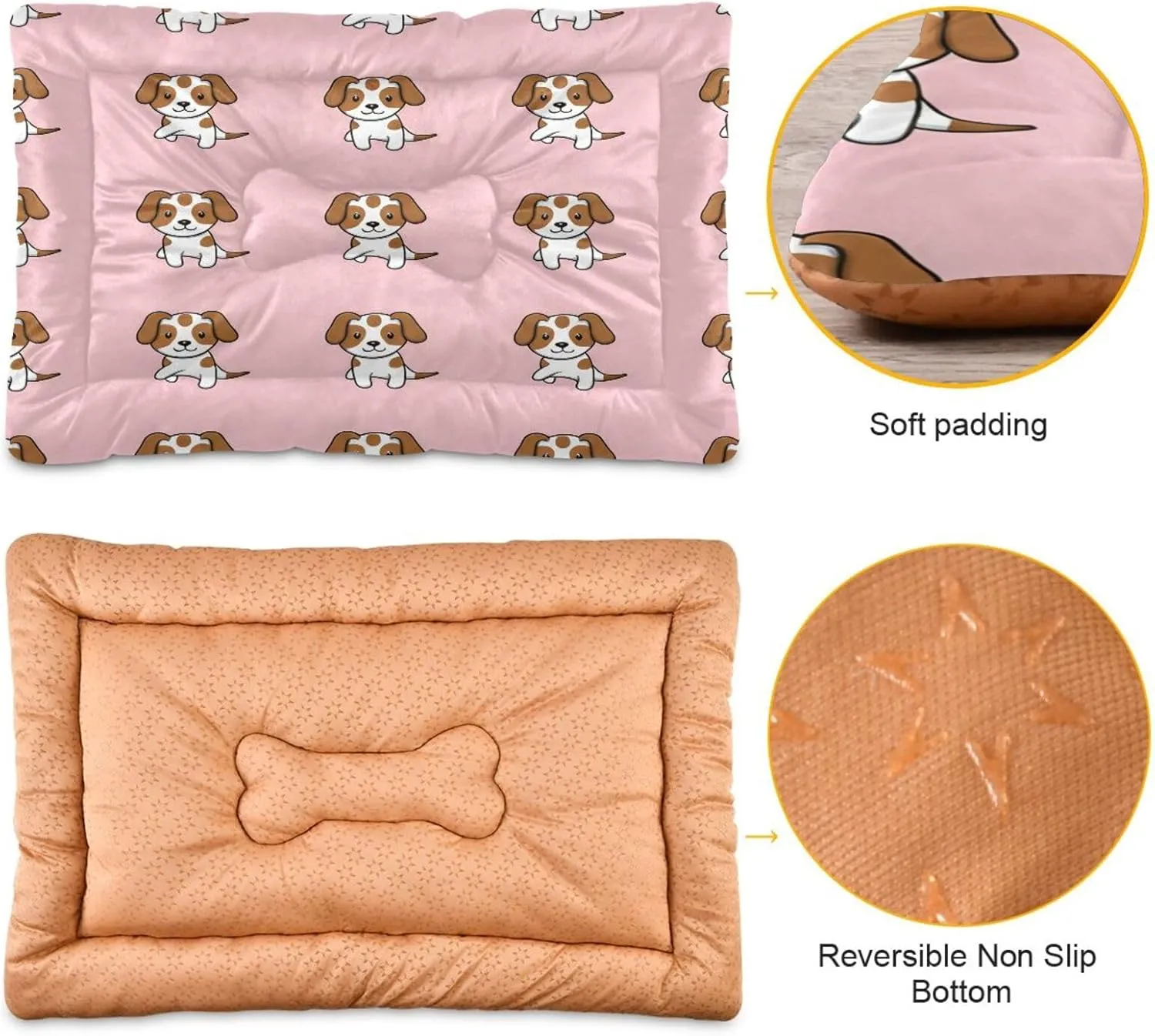 Cute Brown Dogs Outdoor Dog Bed for Small Dogs Washable Waterproof Travel Pet Bed Mat Portable Cat Bed with Non-Slip Bottom for Indoor and Sleeping 18 x 24 Inch