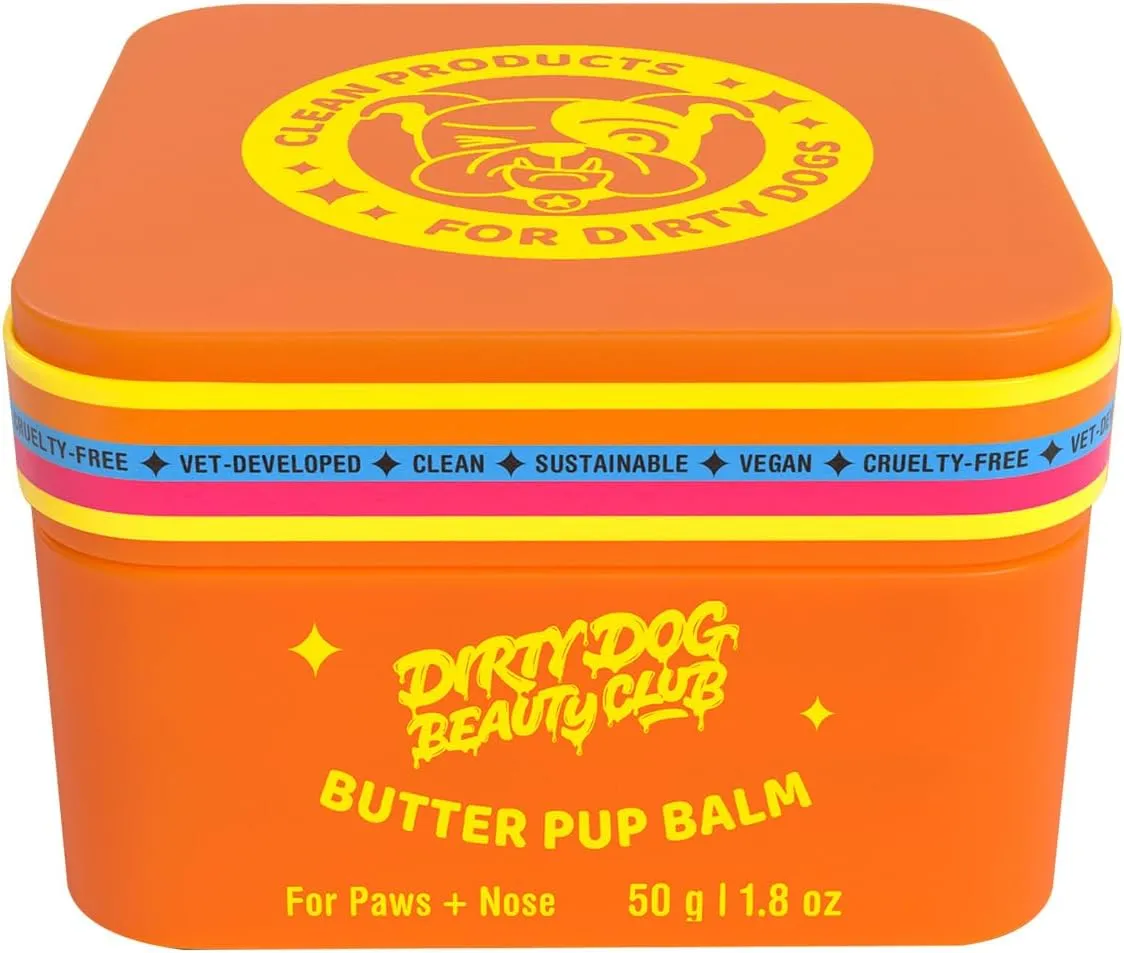 Dirty Dog Beauty Club Butter Pup Balm  Natural Moisturizer for Dog Paw Pads & Noses  Lick-Safe, Vet-Developed, Unscented & Soothing  Protects from Hot Pavement & Harsh Weather (1.8 oz)