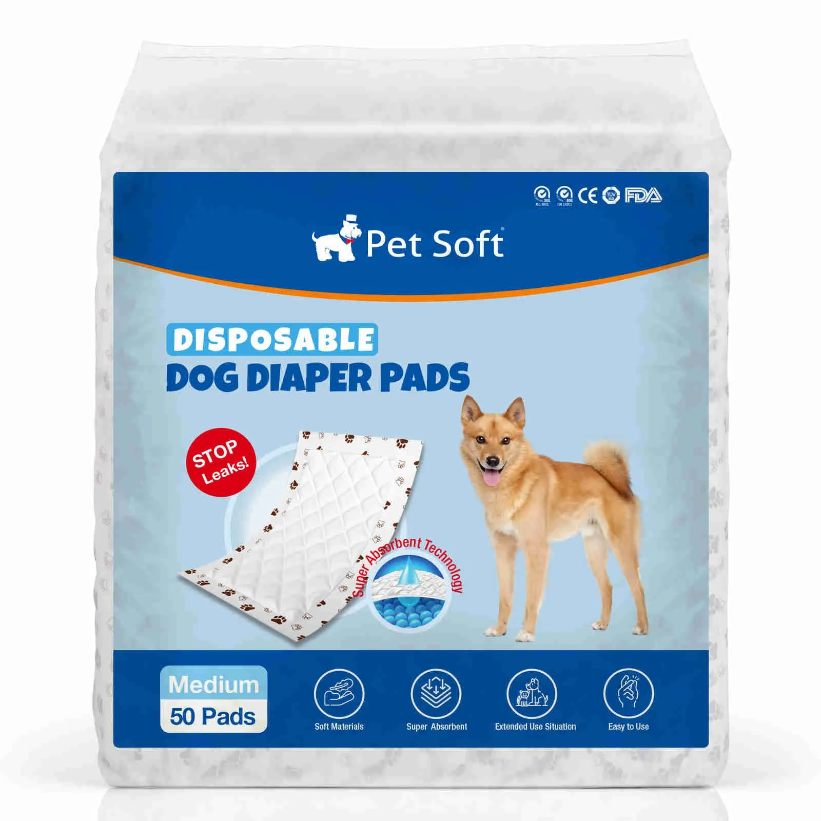 Disposable Dog Diaper Liners, Fit Most Dog Wraps and Belly Bands, Brown, 1 Pack