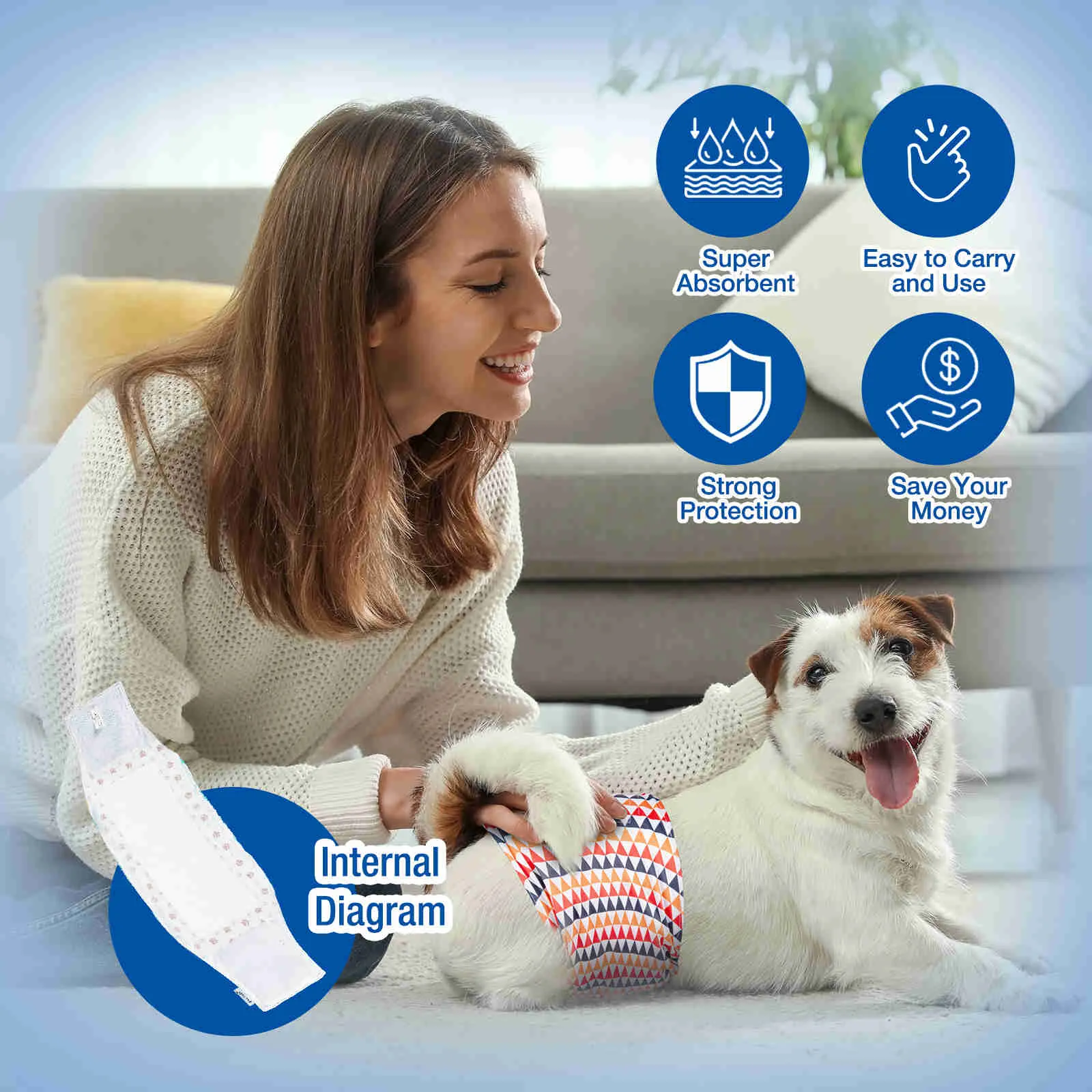 Disposable Dog Diaper Liners, Fit Most Dog Wraps and Belly Bands, Brown, 1 Pack