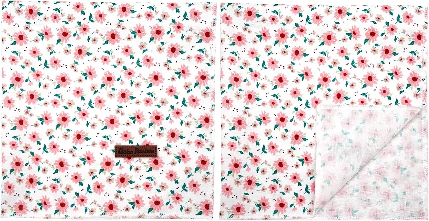 Dog Bandanas - 1PC Spring Floral Girl Bibs Scarf Square Soft Kerchief Pet Bandanas for Small, Medium, Large Dogs