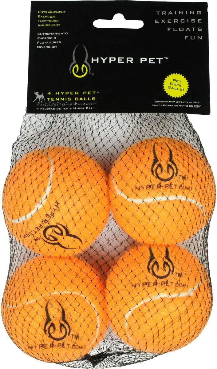 Dog Fetch Toys, Grade A Rubber Ball, Orange, 4 Count