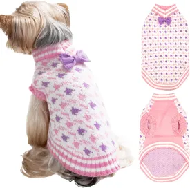 Dog Knitted Sweater Puppy Sweater Warm Soft Pet Holiday Clothes for Small Medium Dogs and Cats Sweaters (Pink, XL)