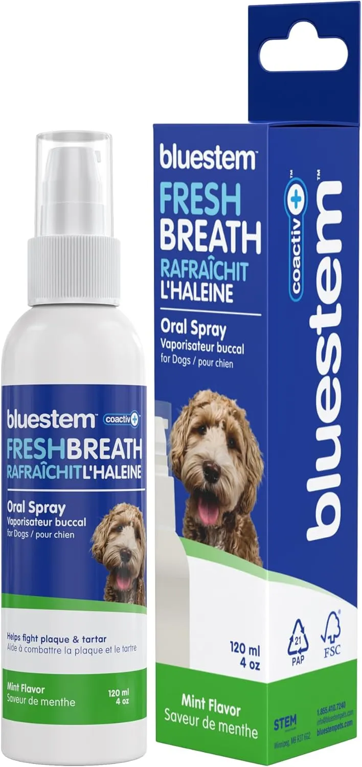 Dog Oral Spray Breath Freshener: Pet Dental Teeth & Mouth Cleaning Spray That Treats All Dogs Bad Breath Smell When Breathing. Tooth Tartar   Plaque Cleaner Remedy. Small Mint Flavor Remover for Pets