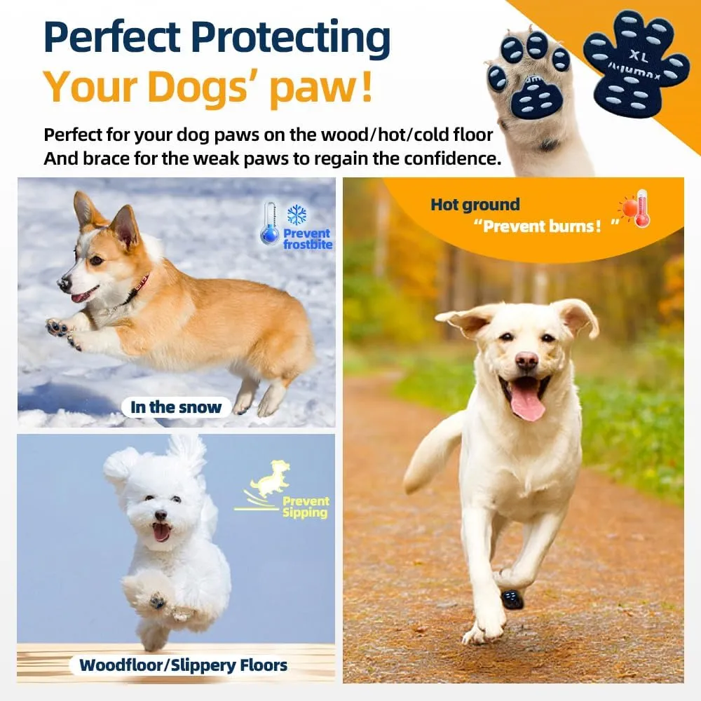 Dog Paw Protector Gripper Traction Pads,Dog Paw Covers,Foot Stickers in Summer Hot/Winter Cold Pavement,Dog Shoes Booties Socks Replacement,12 Sets (48 pcs) XXL Black