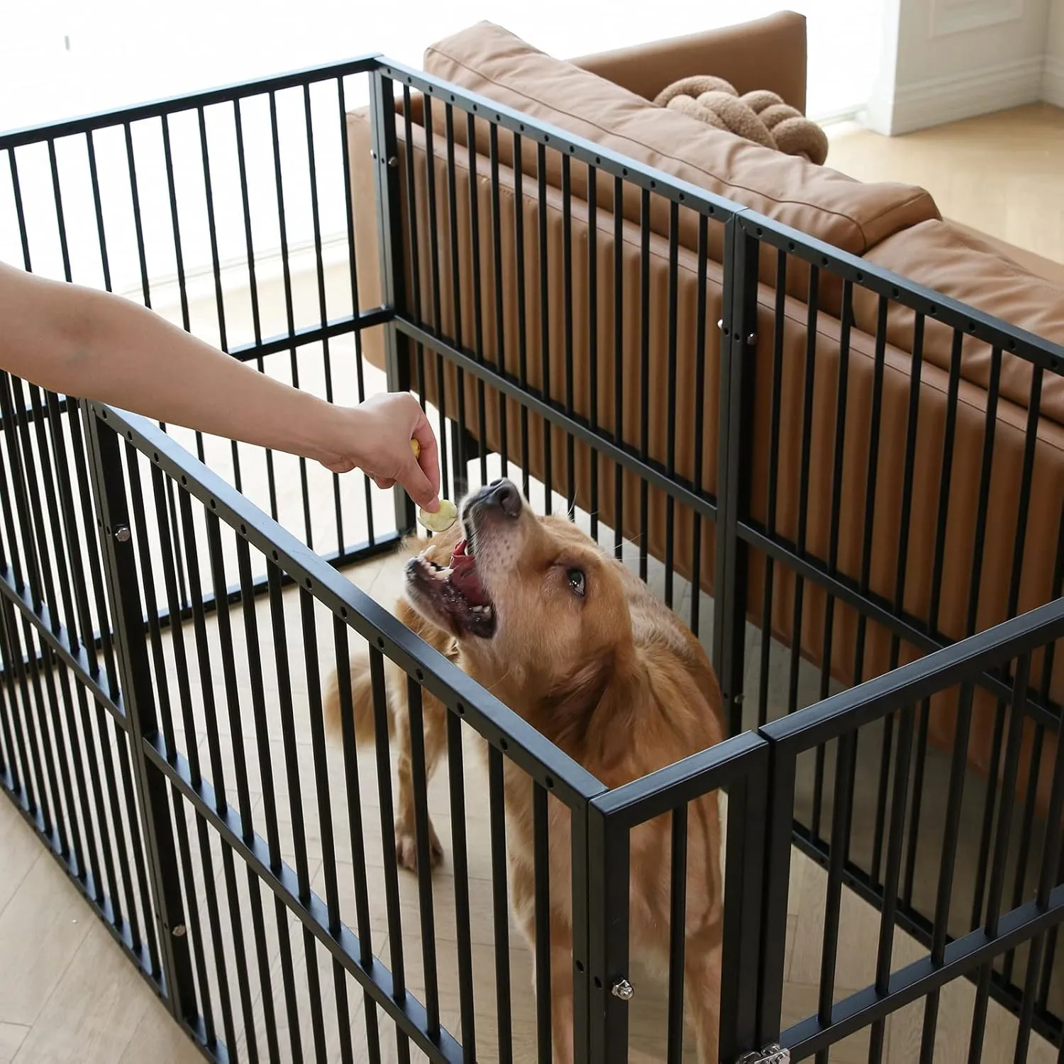 Dog Playpen - 32" Height Dog Pen, Heavy Duty Puppy Pen with Door, Safe & Sturdy, Easy Assemble for Indoor/Outdoor Pet Playpen (2 Panels, Black)