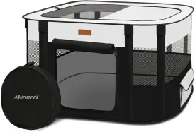 Dog Playpen - Foldable Cat Play Pens for Pubby, Kitten, Rabbit, Portable Pet Tent with Carring Bag for Indoor/Outdoor Travel Camping (Black-Medium)