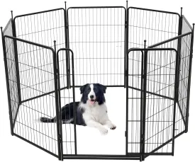 Dog Playpen Indoor/Outdoor,8 Panels 40H X 32" W, Heavy-Duty Iron Dog Playpen,Durable, Rust-Resistant Pet Fence with Doors,Low Threshold, Double Gravity Lock (8 Panels 40H X 27" W)