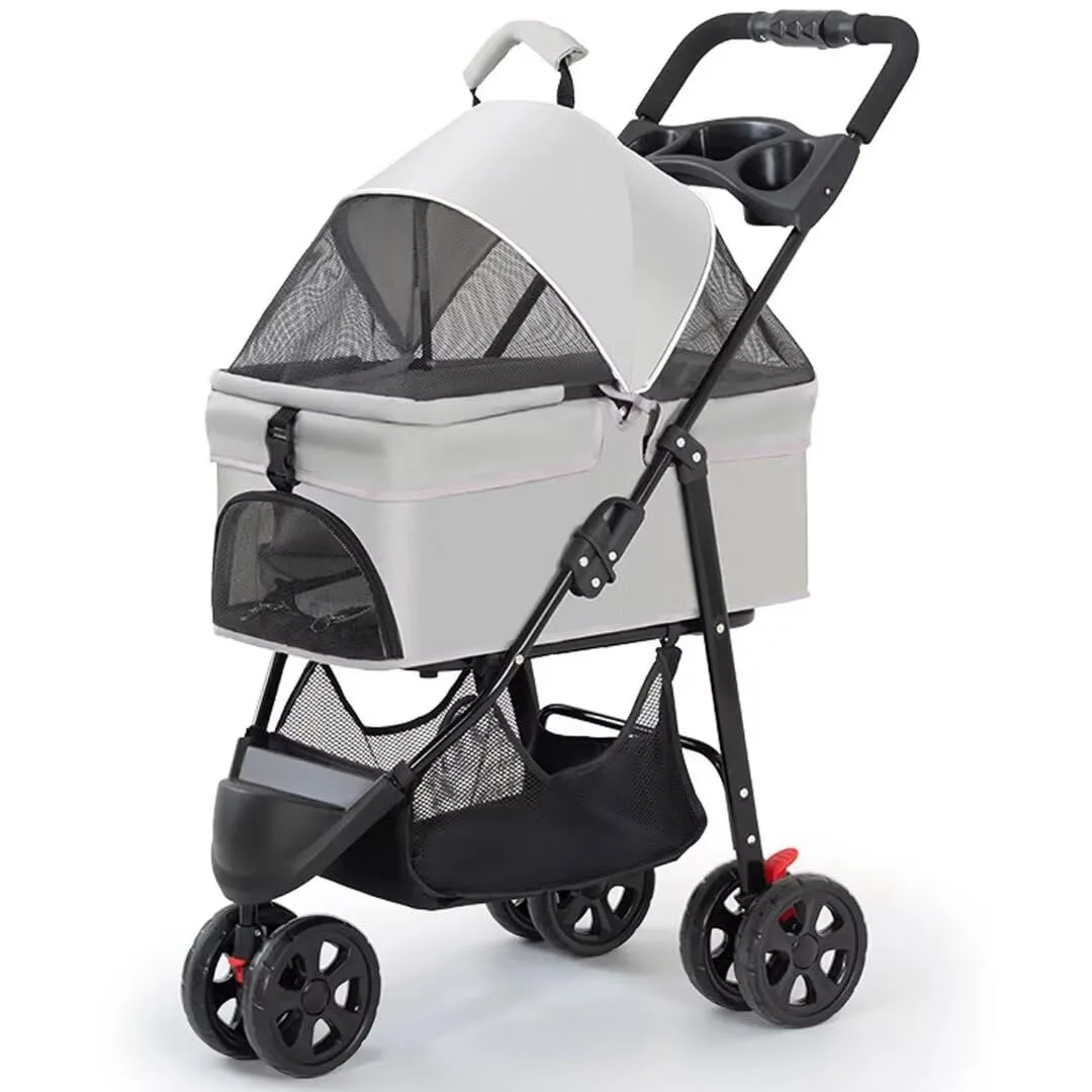 Dog Pram Dog Pushchair,Pet Stroller with Detachable Cabin Bag,3 Wheels pet pram cart for Dogs and Cats,Foldable pet Trolley,Swivel Front Wheel,Rear Wheel with Foot Brakes,Front and Back Open