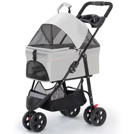 Dog Pram Dog Pushchair,Pet Stroller with Detachable Cabin Bag,3 Wheels pet pram cart for Dogs and Cats,Foldable pet Trolley,Swivel Front Wheel,Rear Wheel with Foot Brakes,Front and Back Open