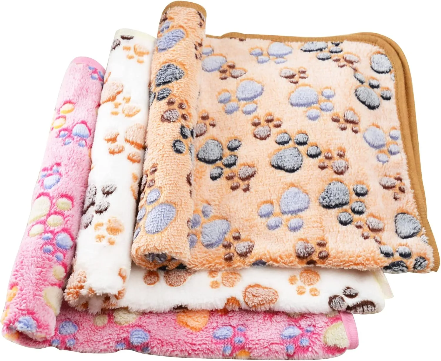 Doovid Pet Blanket Soft Fluffy Fleece Pet Mat Doggy Flannel Blanket Dog Cat Cute Paw Print Pet Blankets Brown Paw Medium(30''*20'')