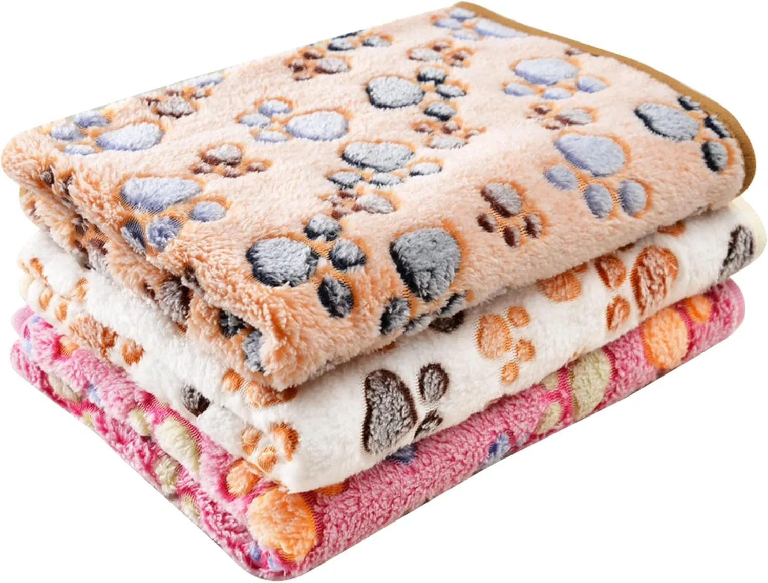 Doovid Pet Blanket Soft Fluffy Fleece Pet Mat Doggy Flannel Blanket Dog Cat Cute Paw Print Pet Blankets Brown Paw Medium(30''*20'')