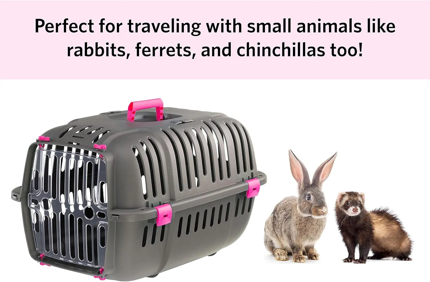 Ferplast Jet Pet Carrier: Value Dog Carrier Suitable for XS Dog Breeds & Small Cats, Assembled Dimensions: 22L x 14.5W x 13H inches, Fuchsia, (73043020PBUS)