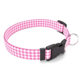 Gingham Pink Dog Collar