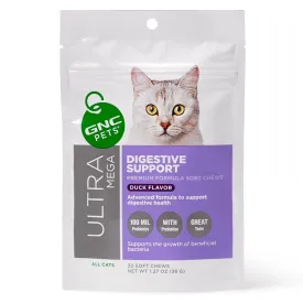 GNC Pets Ultra Mega Digestive Support Duck-Flavour Soft Chews Cat Supplement 30ct