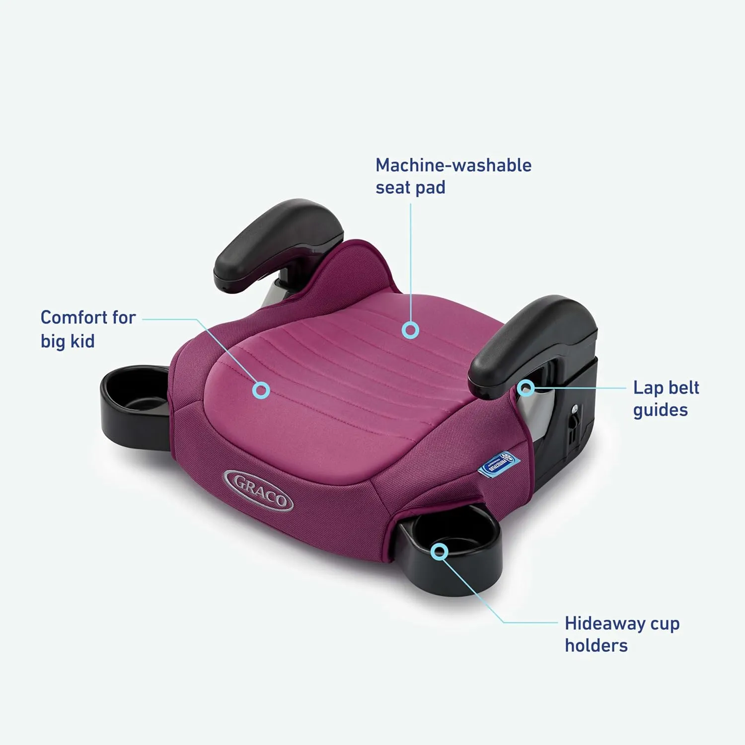 Graco TurboBooster 2.0 Backless Booster Car Seat, Trisha, Easy to Clean with Halfway Cup Holders