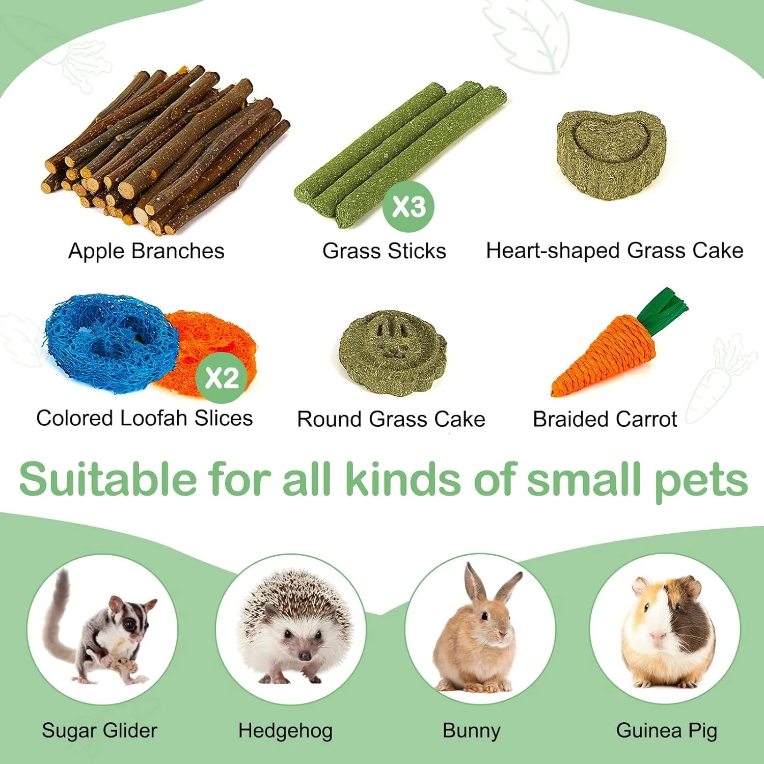 Guinea Pig Tunnel, Collapsible 3 Way Guinea Pigs Hideout Washable Rabbit Tunnel with Chew Toys Rabbit Toys for Guinea Pig Cage Accessories
