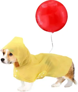 Halloween it Pet Costume,Halloween Costumes for Dogs Cats,Yellow Hooded Pet Dog Raincoat with Cool Red Balloon Kit for Halloween Decor,L