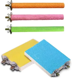 Hamiledyi 5 Pcs Parrot Perch Stand,Natural Wood Bird Perch Stand Platform Paw Grinding Sticks Cage Accessories Exercise Toys for Budgies Parakeets Cockatiels Conures Lovebirds