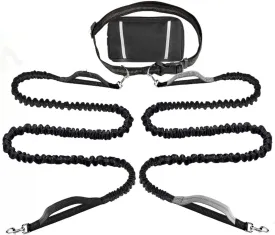 Hands Free Dog Running Leash with Heavy Duty Hands Free Dog Leash and Adjustable Waist Elastic Bungees, Retractable Rope for 25-120lb M to L Dogs, Reflective for Safe Hiking, Biking & Nighttime Walks