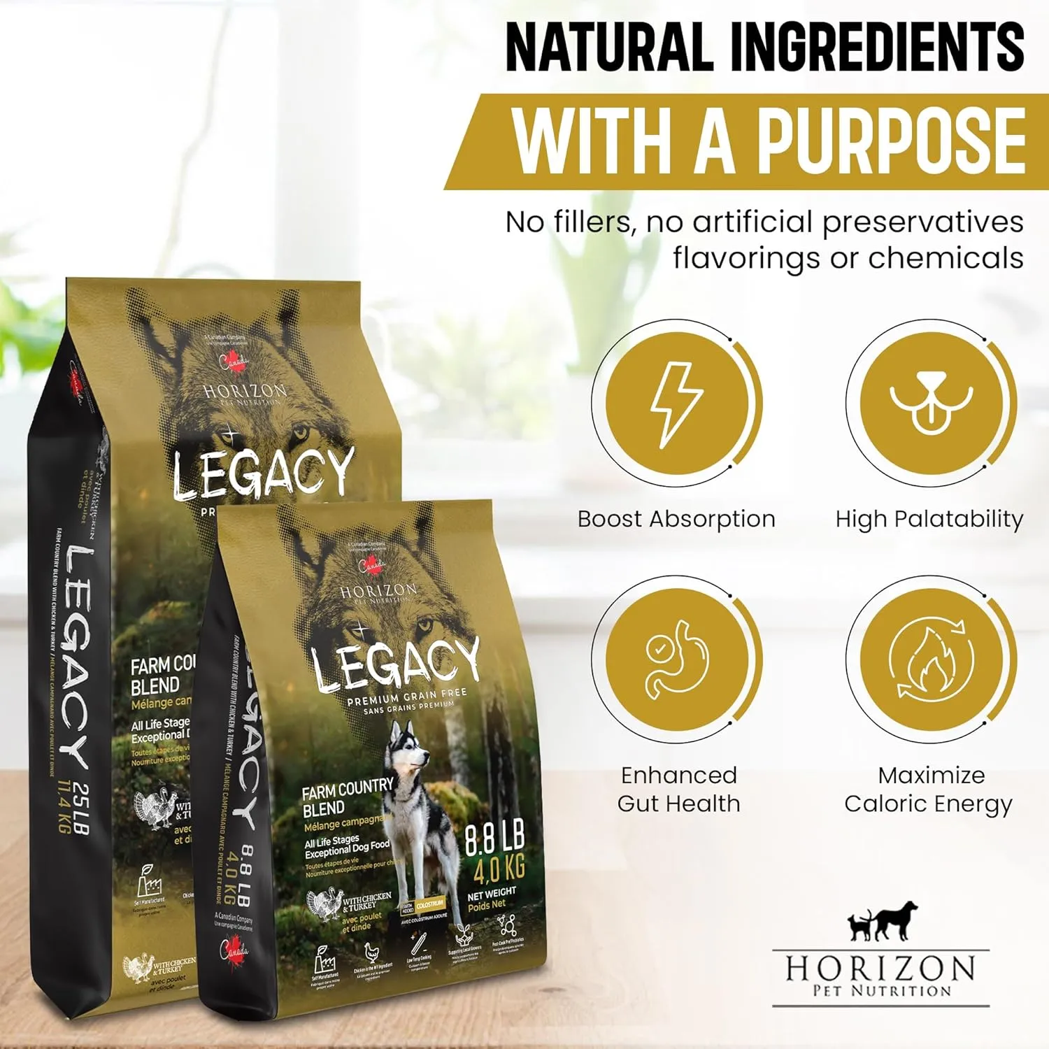 HORIZON PET NUTRITION Legacy Grain-Free Dry Adult Dog Food, 8.8 Pounds, Natural