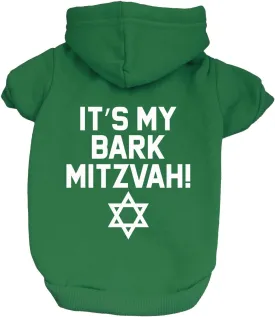 It's My Barkitzvah! Dog Hoodie Fleece Lined Pullover Sweatshirt with Leash Hole (Green, Medium 162)
