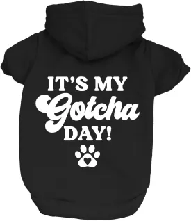 It's My Gotcha Day Dog Hoodie Fleece Lined Pullover Sweatshirt with Leash Hole (Black, Small 12)