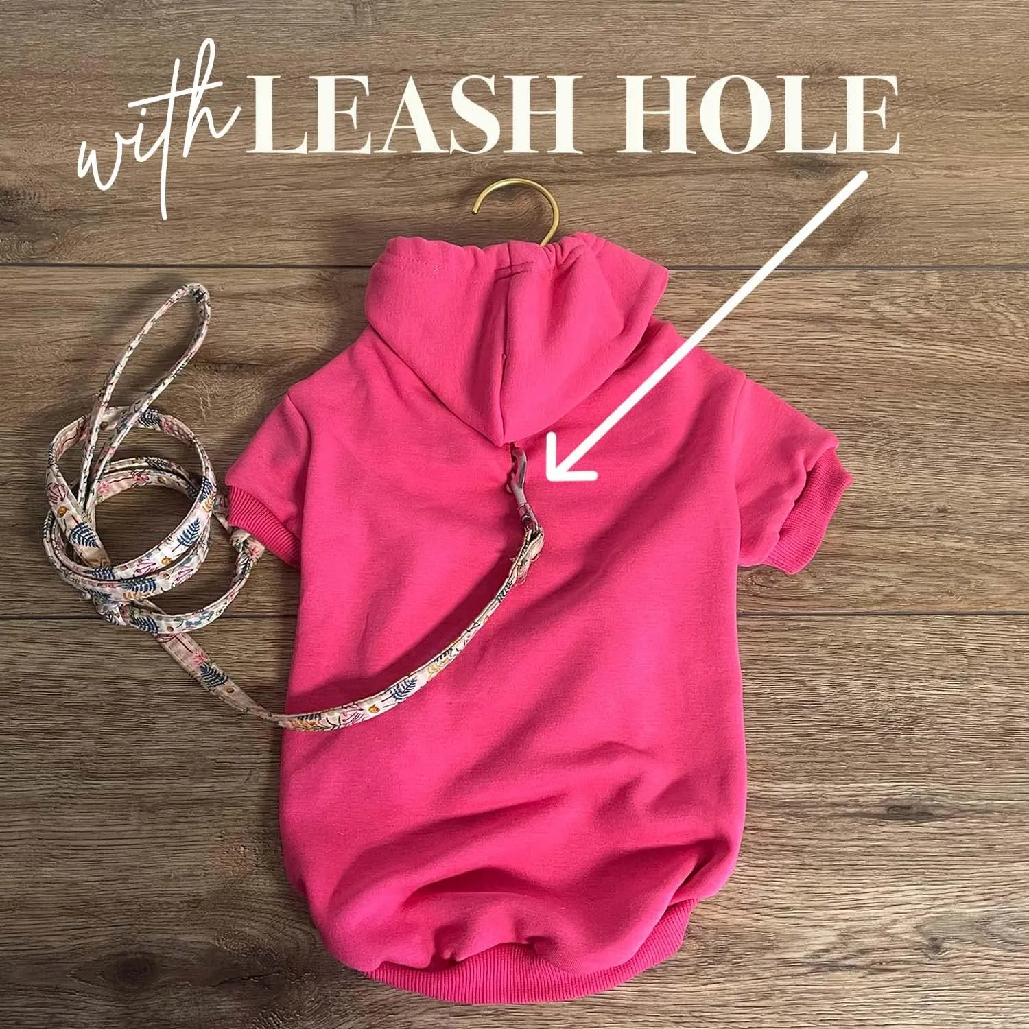 It's My Gotcha Day Dog Hoodie Fleece Lined Pullover Sweatshirt with Leash Hole (Black, Small 12)