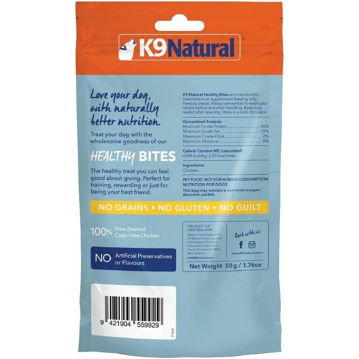 K9 Natural Freeze Dried Chicken Bites Dog Treats 1.76oz