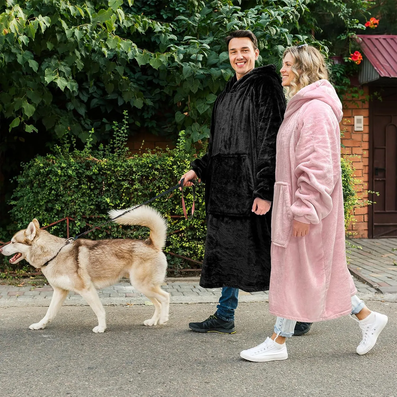 KPBLIS Wearable Blanket Hoodie Gifts for Women and Men, Oversized Wearable Hoody Blanket Sweatshirt, Warm Cozy Giant Fleece Blanket with Sleeves and Pocket for Adults, Black